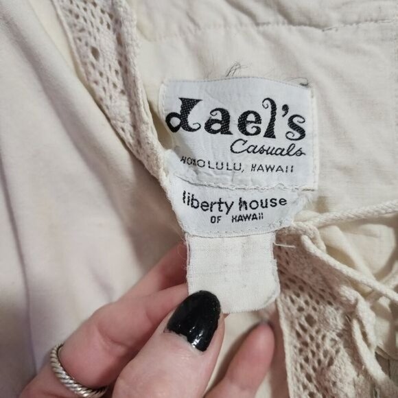 DALES CASUALS x VINTAGE 60s Hawaiian dress in cream cottagecore‎ boho - Picture 13 of 14